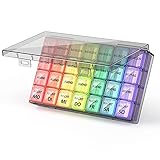 Tablettenbox 7 Tage 4 Fächer, Jaduoher Klein Pillendose Morgens Mittags Nachts Abends 28 Fächer Pillenbox Medikamentendosiere (Tablettenbox 7 Tage 4 Fächer)