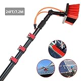 Teleskop Fensterputzer Profi Set, 3.6-11M/Teleskopstange wasserführend,Fensterreiniger Mit Sprinkler Funktion für Reinigung Solaranlagen und Fensterreinigung Telescopic Pole,24FT/7.2M