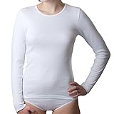 HERMKO 17830 Damen Langarm Unterhemd Woman Longsleeve Shirt Baumwolle/Modal, Farbe:weiß, Größe:36/38 (S)
