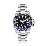 PARNIS by Collectors Club TW1002 GMT Automatikuhr 316L-Edelstahl Armbanduhr mit zweiter Zeitzone GMT Saphirglas 5BAR W