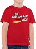 Fussball WM 2022 Fanartikel Kinder - Deutschland Fußball Shirt weiß 2021-152 (12/13 Jahre) - Rot - Kinder fußball t Shirt - F130K - Kinder Tshirts und T-Shirt für Jung