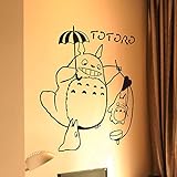 Wandtattoo manga wandaufkleber, wandsticker aufkleber，Anime Mein Nachbar Totoro Cartoon Schlafzimmer Wanddekoration Kinderzimmer Aufkleber Wasserdicht Abnehmbar Schwarz-60*90