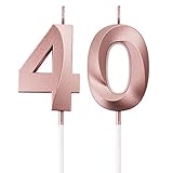 BBTO 40. Geburtstag Kerzen Kuchen Ziffer Kerzen Alles Gute zum Geburtstag Kuchen Topper Dekoration für Geburtstag Party Hochzeit Jahrestag Feier Lieferungen (Rose Gold)