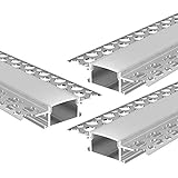 KIZAR U-Profil Aluminium eloxiert | L - 200cm x B - 2,85cm x H - 1,40cm | Alu Kanal für LED Streifen + Acryl Abdeckung milchig-weiß + 2X Endkappen | Aluprofil für Stripes bis 20mm Breite | (3 x 2m)