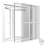 easy life Premium Insektenschutz Doppelschiebetür 230 x 240 cm XXL Schiebetür mit Klemmzarge Montage ohne Bohren doppelte Insektentür mit hochwertigen ALU-Profilen, Farbe:Weiß
