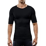 SotRong Herren Body Shaper Schlankheits Kompressionsshirt Bauchweg Base Layer Kurzarm Shapewear, Schwarz , Larg