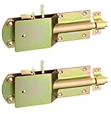 GAH-Alberts 124199 124182 Sicherheits-Stallriegel | mit breitem flachen Griff | galvanisch gelb verzinkt | Platte 200 x 70 mm | Bolzen-Ø 15 mm | Schlaufenbreite 20 mm | 2er S