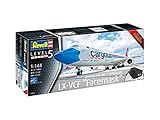 Revell 03836 Edition Boeing 747-8F CARGOLUX LX-VCF not withour My mask, Flugzeugmodell 1:144, 52,5 cm, inkl. Mund-/Nasenschutz originalgetreuer Modellbausatz für Experten, unlack