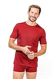 super.natural Dünnes Herren Kurzarm T-Shirt, Mit Merinowolle, M BASE TEE 140, Größe: S, Farbe: Rot (Garnet)