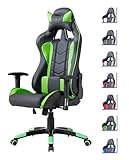 Delman Gaming Stuhl Bürostuhl Racing Stuhl Gamer Ergonomischer Stuhl Einstellbare Armlehne Einteiliger Stahlrahmen Einstellbarer Neigungswinkel 02-1004 (Schwarz-Grün)