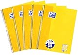 Oxford Schule Collegeblock A4, kariert, 80 Blatt, gelb, 5er Pack