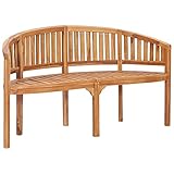 Massivholz Teak Bananenbank 3-Sitzer Gartenbank mit Rückenlehne Sitzbank Holzbank Parkbank Terassenbank Balkonbank Gartenmöbel 151 x 62 x 86