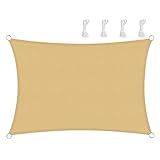 TOPLUS Sonnensegel Sonnenschutz Garten Balkon Wetterschutz wasserabweisend Rechteckig 420D PES UV-Schutz für Garten Outdoor (3 * 4m, Beige)