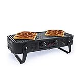 Bruzzzler Gasgrill zum Klappen, 2-flammiger Gasgrill mit 3,3 kW, zusammenklappbar zum Mitnehmen, inklusive Tragetasche, für Picknick, Balkon und mehr, für normale Gaskartuschen: 5 kg und 11 kg