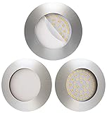 Scandinavian home 3er Set LED Einbaustrahler Dimmbar WarmDim 60mm - 70mm I Badezimmer geeignet I warmweiß 230V CRI 90 5,7W 480lm 3300K 68mm I Edelstahldesign mit Milchglas I LED Sp