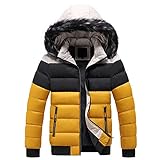 RYTEJFES Herren Winterjacke Parka Fell Winter Warme Jacke Wintermantel mit Kapuze Übergangsjacke Gefütterte Winterparka Funktionsparka Baumwolle Dicke Puffy Jacke Steppweste mit kapuze O