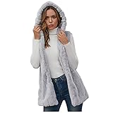 TWIFER Damen Jacke Mantel Outwear Kunstpelz Kurze Kapuzenweste Ärmellose Weste Body Warmer Park