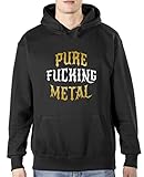 Comedy Shirts - Pure Fucking Metal - Herren Hoodie - Schwarz/Gold-Weiss Gr. L