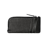 DAVIDOFF Paris Kartenetui mit Münzfach Schwarz – Moderne Brieftasche aus feinem Leder mit Prägung – Kreditkartenetui mit 3 Steckfächern und Reiß