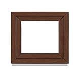 Komforta Fenster Nussbaum Außen/Innen - Alle Größen Kellerfenster Kunststoff BxH 1050 x 500 mm - Garagenfenster Fenster PVC 105 x 50 cm 2-Fach Verglasung-Din Rechts-Dreh Kipp