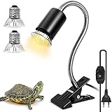 LEDBOKLI Schildkröte Wärmelampe Wärmespotlampe Heat Glühbirnen für Aquarium Reptil mit Clip E27 25/50W Lampen Halter UVA UVB 360° für Reptilien, Eidechsen, Schildkrötenschlangen,Haustier, Hab