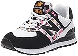 New Balance Women's 574 V2 Floral Camo Sneaker, White/Black, 8