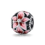 GDDX Bunte Feder Amor Pfeil Weinglas Eule Schildkröte Kaffee Sterling Silber Weihnachtsanhänger Charms Passend für Pandöra Armband Halskette Für Frauen Mädchen (Blume Charme)