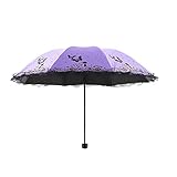 XJYJF Klappende Regenschirm-Faltschirme for Windregen mit Matt-Griff Kompakte Reise-Regenschirm 8 Rippen Reise-Regenschirm ，Sonnenschutz (Color : Purple, Size : Free)