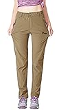 Rdruko Damen Outdoor-Hose, leicht, schnelltrocknend, wasserabweisend, Wanderhose mit Taschen - Beige - X