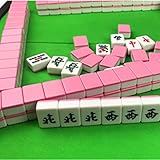 SHATONG Chinesische Mahjong 144 Fliesen Majong-Spielsets mit Tragbares Klapptisch Sammeln von Partyspiel Traditionelles Spiel mit Tisch Unterhaltung(Farbe: A,Größe: 28×20×15 mm)