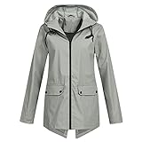 Damen Regenmantel Lang Regenjacke Wasserdicht Winddicht Leicht Lang Jacken Winddicht Kordelzug Übergangsjacke Softshelljacke Outdoorjacken Nachhaltige Sportjacken Plus Size Windjacke Funktionsjack