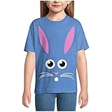 RMBLYfeiye Kinder Regular Fit Shirt Top T Shirt mit Hase Ostern Drucken Ostern Tshirt Lose Rundhals Drucken Bluse Sweatshirt Sport Sommer Oberteile Kurzarm Tunik