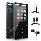64GB MP3-Player, MUSRUN MP3 Player mit Bluetooth, HiFi, AUX-Record, Sleeptimer, FM, FM-Record, Armband,Schwarz Matt,Weihnachtsverpackung
