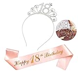 Geburtstagskrone Schärpe Tiara Krone Geburtstag Mädchen Frauen Birthday Crown Prinzessin Haar-Zusätze 18 Girl Geburtstag Krone Tiara Zum Geburtstag Für 18 Geburtstag Mädchen Kinder Deko Geschenk