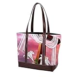 NaiiaN Leichte Riemen Geldbörse Einkaufen für Mutter Frauen Mädchen Damen Student Handtaschen Einkaufstasche Ostern Auferstehung Kreuz Lily Umhäng