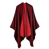 Damen Poncho Schal aus Kaschmir Einfarbig Cape Warm Halten für Damen,Umhängetuch und Tunika Mode Strick-Pullover Sweatshirt für Herbst und W