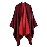 Damen Poncho Schal aus Kaschmir Einfarbig Cape Warm Halten für Damen,Umhängetuch und Tunika Mode Strick-Pullover Sweatshirt für Herbst und W