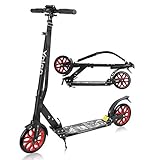 YOLEO Scooter für Erwachsene Roller Kickscooter Tretroller Cityroller für Kinder ab 10 Jahre 200mm Rad Klappbar und Höhenverstellbar mit Tragegurt (Schwarz)