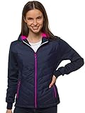 OZONEE Damen Übergangsjacke Regenjacke Jacke Übergang Jacken Herbst Bomberjacke Stehkragen Kapuze Steppjacke Kapuzenjacke Leichte Outdoor Puffer Jacket Gepolstert 777/8295K DUNKELBLAU M