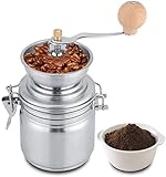 CHUNYU Kaffeemühle Manuell, Verstellbare Hand Kaffeebohnenmühle Edelstahl Manuell Gewürznüsse Mahlen Kräutermühle mit Keramikg