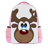 Cartoon Rentier Kopf Schulbuch Tasche für Mädchen Jungen Reiserucksack Casual Daypack Laptoptaschen für Männer F