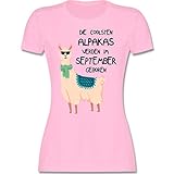 Geburtstagsgeschenk Geburtstag - Die coolsten Alpakas Werden im September geboren Sonnenbrille - S - Rosa - alpaka Shirt grau September - L191 - Tailliertes Tshirt für Damen und Frauen T-S