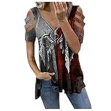 ZGNB Women's T-Shirt Summer Colourful Print GroßE GrößE Frauen Spitze Solide Y2K Fashion Top Tunika Rot Bluse V Ausschnitt Damen Tunika Ethno Damen Hoodie Damen ReißVerschluss H