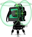 Kreuzlinienlaser , Egalit Selbstnivellierend 3x360, Laser Wasserwaage Laserebene 3D Laser bis zu 40 Stunden mit 3 wiederaufladbarer Lithium-Batterie mit Dreifach-Lasermodul für Innen- und Außenb