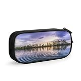 Federmäppchen Mäppchen Mit Große Kapazität Spiegelung Wasserstraße Himmel Wasser See, Stiftetasche Geeignet für Schule College Büro Junge, Mädchen, F