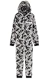 Fortnite Jumpsuit Kinder, Schlafanzug Jungen und Teenager, Camouflage Onesie Kinder, Kleidung, Gamer Geschenk, 122-164 (Camo Grau, 9-10 Jahre, 9_Years)