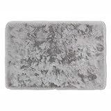 Schöner Wohnen Kollektion Badezimmerteppich 40 x 60 cm – sehr Flauschige Badematte Silber – waschb