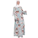 Muslimische Roben Kleider Damen Islamische Druck Elegant Slim Lang Kleid Maxikleid Arab Dubai Kaftan Frauen Einfarbig Gebetskleidung Schlank Nahen Ostens Abaya Türkisch Abendkleid Vintage Gow