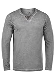 !Solid Tinox Herren Longsleeve Langarmshirt Shirt mit V-Ausschnitt, Größe:XXL, Farbe:Mid Grey (2842)