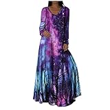 Briskorry Frauen Blumenkleid Übergroßes Damen Sommerkleid Lose Partykleider Langes Kleider Frauen Beiläufig Boho Große Größen Strandkleider Maxik